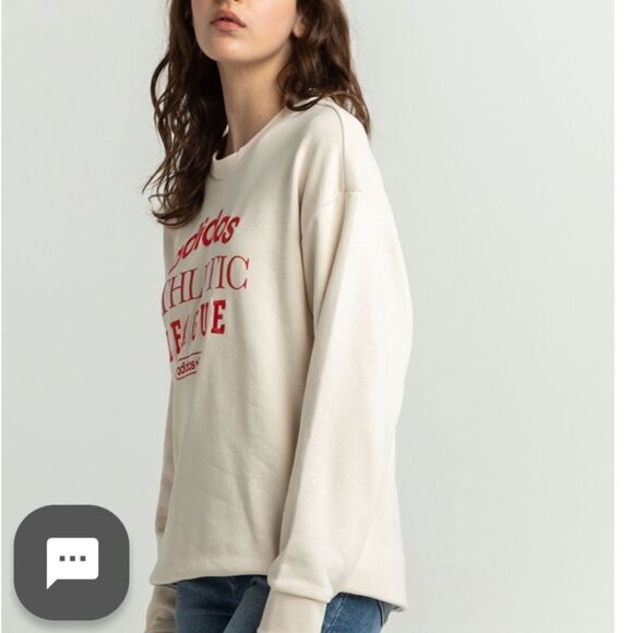 ADIDAS Collegiate Womens Oversized Crewneck Sweatshirt M Nwt Cream color‎ - Picture 3 of 7